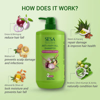 SESA Ayurvedic Anti Hairfall Shampoo For Dry And Frizzy Hair Reduces Hairfall Made With 6 Ayurvedic Herbs Paraben Free Shampoo - 1 L
