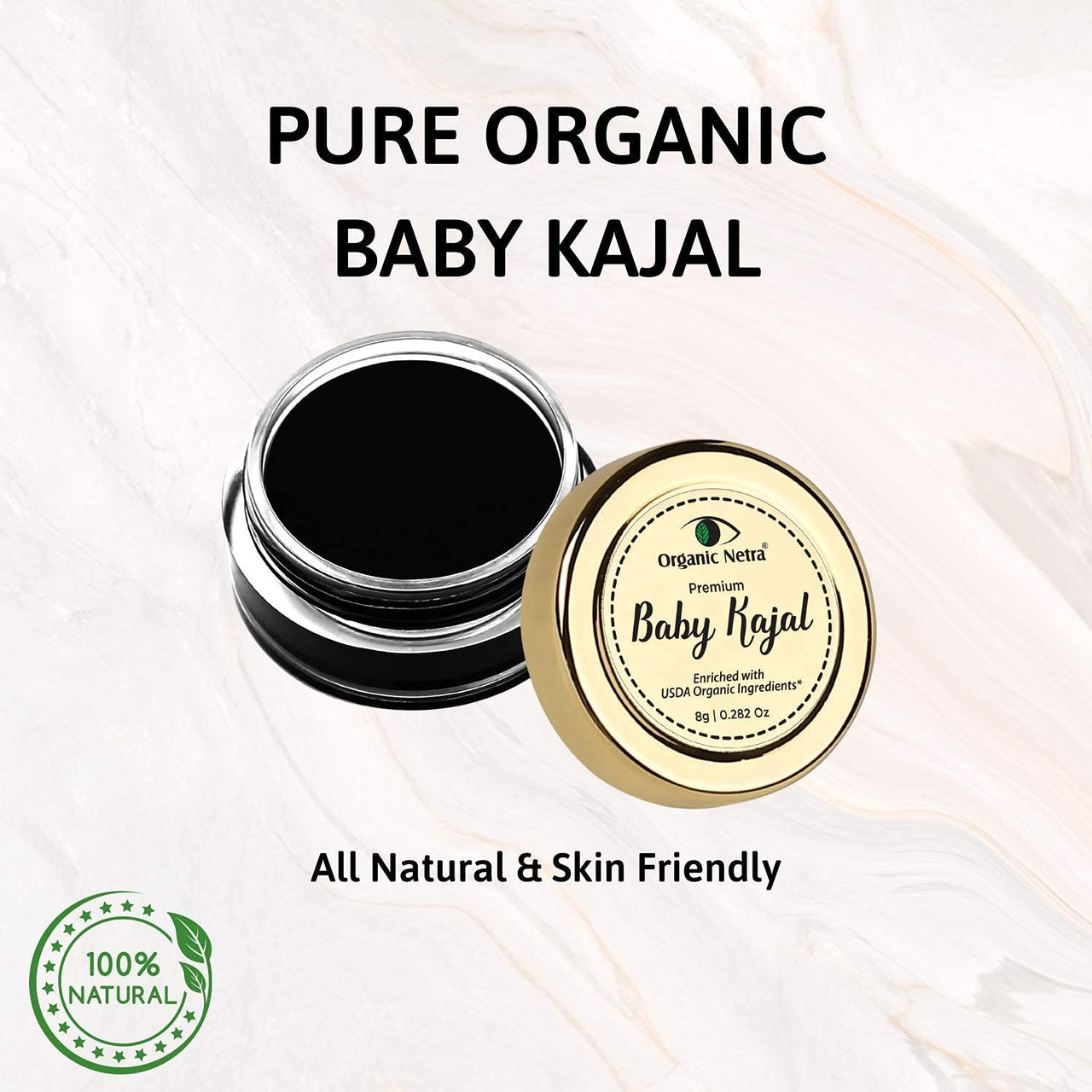 "Organic Netra Baby Kajal 8g for Newborns Water-Resistant Smudgeproof Longlasting Enriched with Natural Organic Ingredients Safe for Sensitive Baby Skin No Harmful Chemicals Matte Finish, (8g)