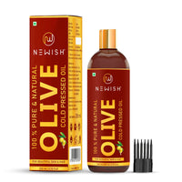 Newish Olive Oil for Hair, Skin & Body Massage | 200ml | Pure & Cold Pressed Olive Oil for Dry Scalp, Frizz Control & Glowing Skin | Non-Sticky Hair Oil for Men & Women