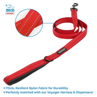 Voyager Reflective Dog Leash Collar Set with Neoprene Handle Supports Small, Medium, and Large Breed Puppies, Cute and Heavy Duty for Walking, Running, and Training - Red, M Leash Collar Set (Red) Leash Collar Set (3/4