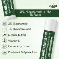 BAKE 2% Niacinamide + Hyaluronc Acid Tinted Butter Brightening Lip Balm 24 Hour Moisturization | For Dark, Pigmented, Dry, Flaky Lips | De-Tan Lip Balm - 5g