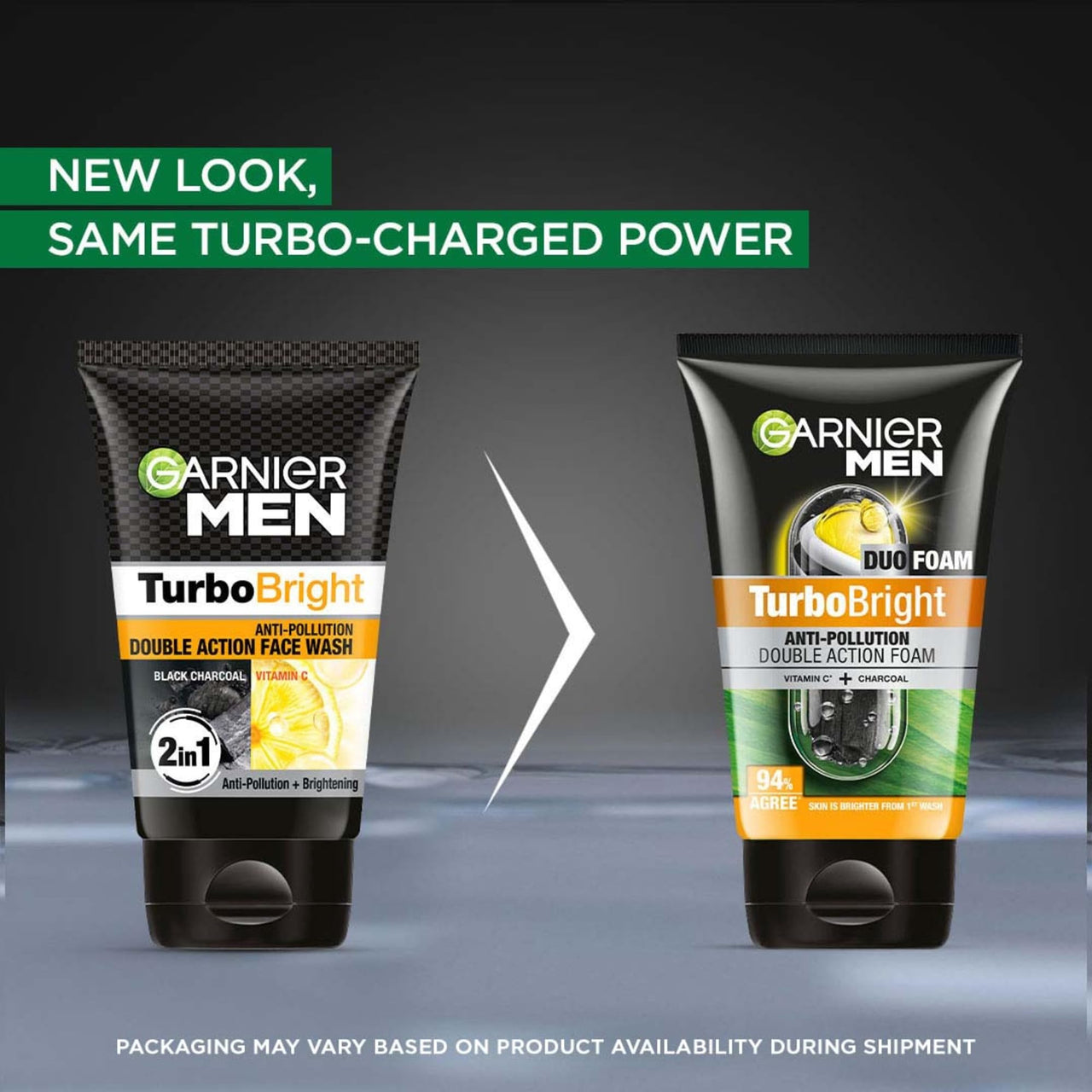 Garnier Men, Face Wash, Brightening & Anti-Pollution, TurboBright Double Action, 100 g (Pack of 2)