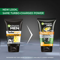 Garnier Men, Face Wash, Brightening & Anti-Pollution, TurboBright Double Action, 100 g (Pack of 2)