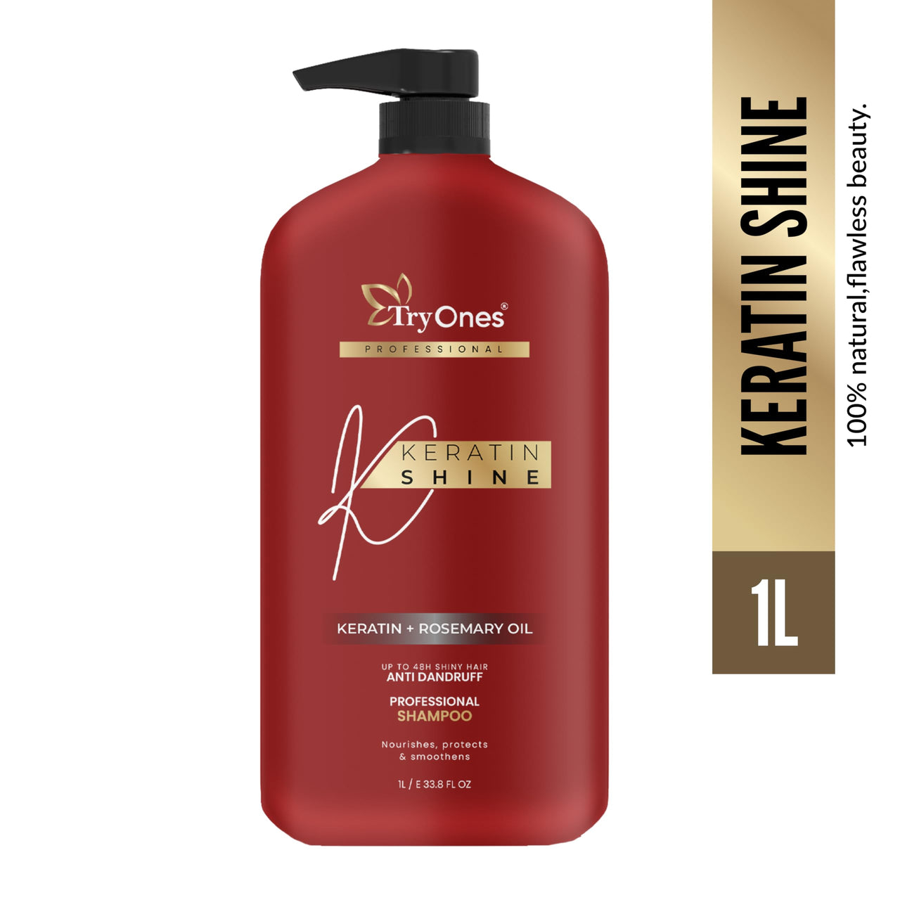 TryOnes Keratin Shampoo for Shiny and Smooth Hair Long Lasting Anti Dandruff Professional Hair Care Up to 48 Hour Protection and Nourishment - 1L