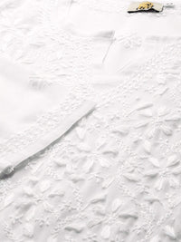 Ada Hand Embroidered Women's  Georgette Lucknowi Chikankari Kurta with Slip A90397 White