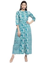 INDIBELLE Cotton Abstract Print 2 Side Kali A-line Kurta