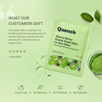QUENCH BOTANICS Korean Bubble Sheet Mask With Matcha Green Tea Anti-Oxidants | Self-Foaming Korean Mask For Glowing Skin | Deep Cleanses & Purifies Skin | Made In Korea (Pack Of 1, 21Ml)