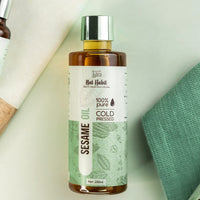 Nat Habit Cold Pressed 100% Pure Sesame (Til) Oil for Skin, Body Massage Oil for Deeply Moisturized Skin, 200ml