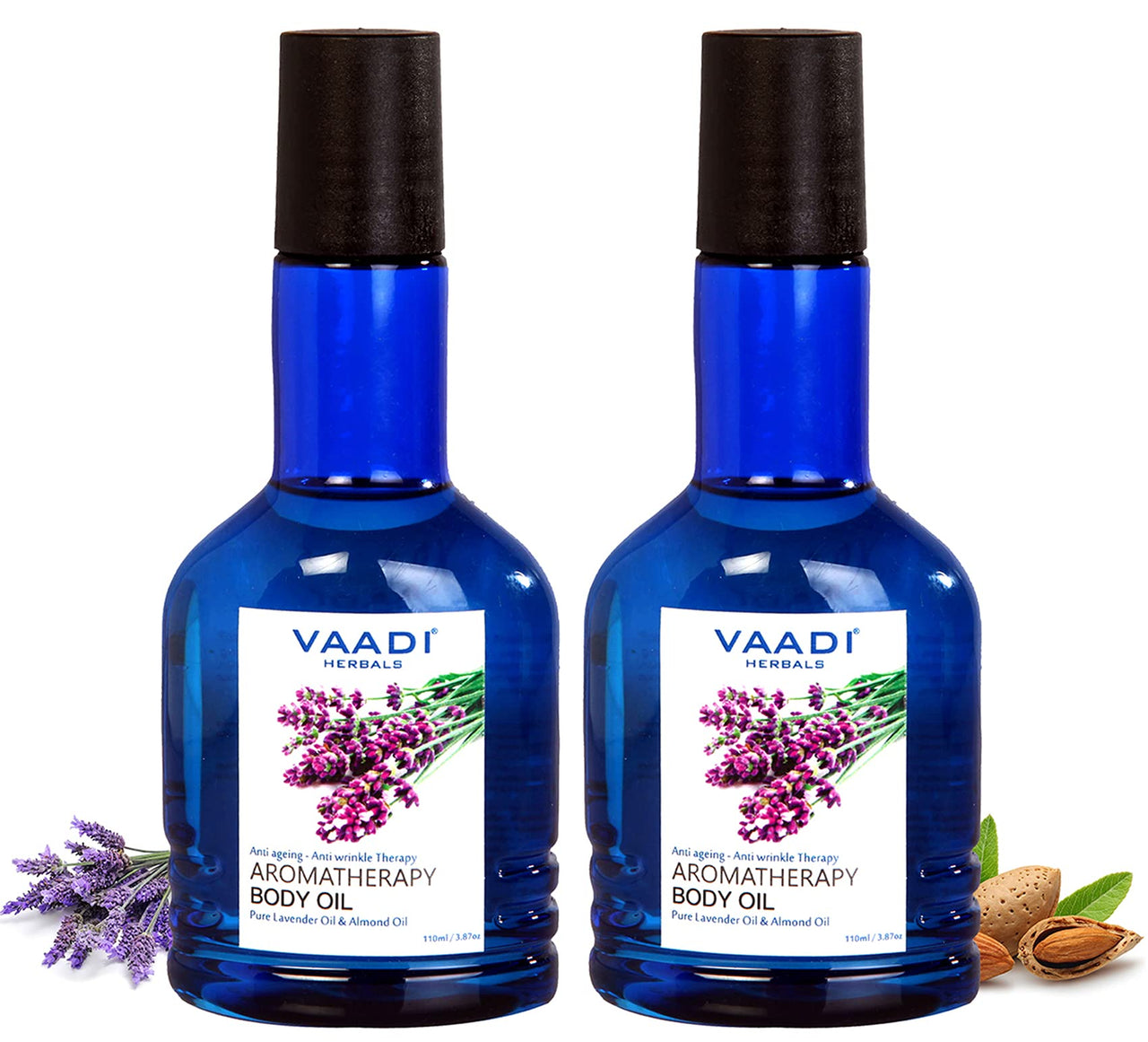 Vaadi Herbals Aromatherapy Body Oil, Lavender and Almond Oil, 110ml x 2
