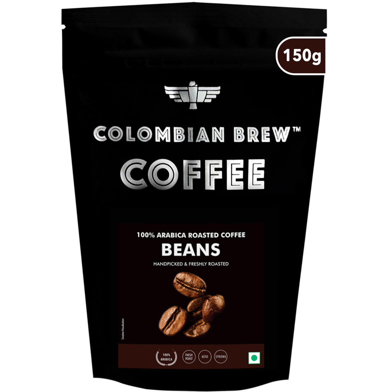 COLOMBIAN BREW COFFEE Colombian Brew 100% Arabica Roasted Coffee Beans 150g
