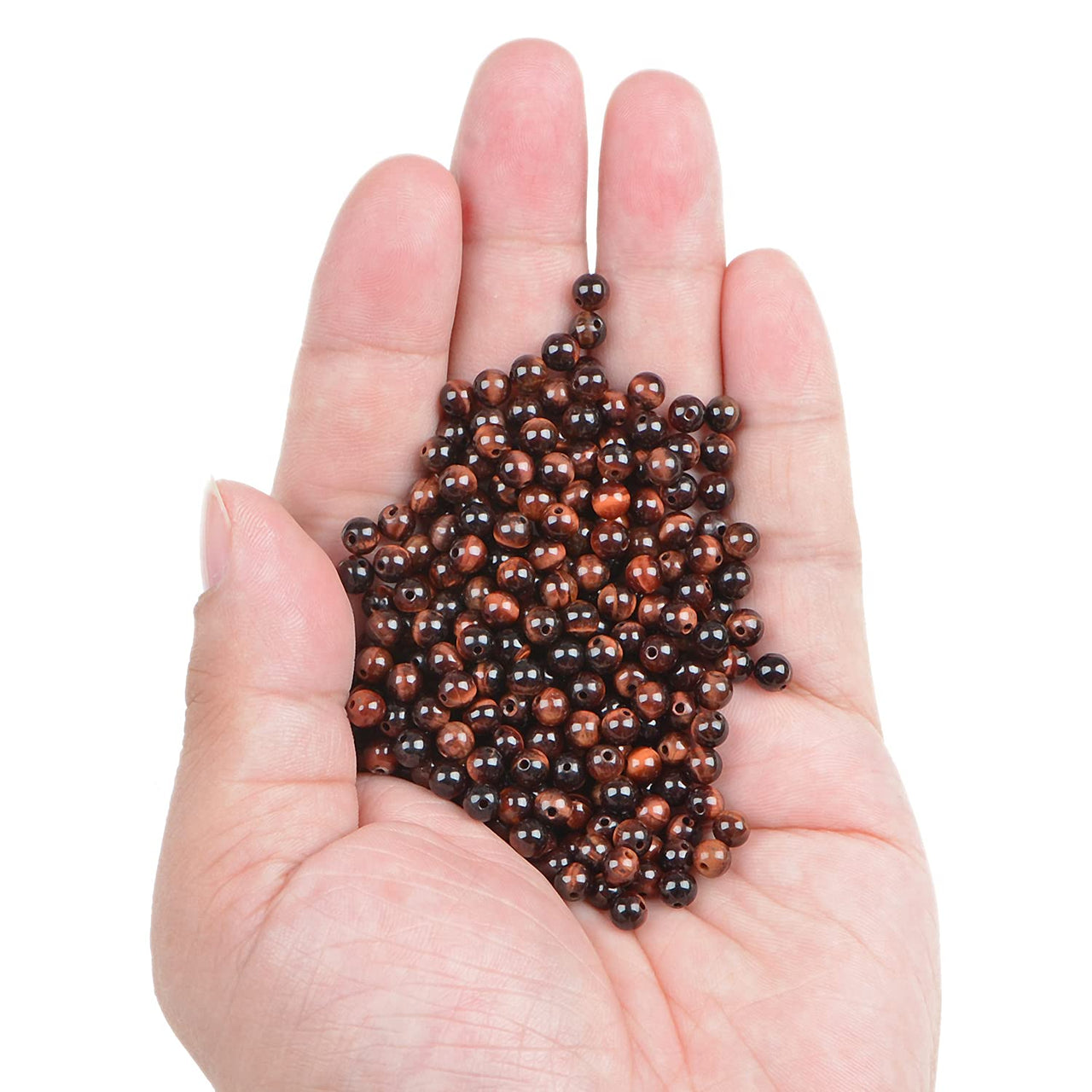 Bymitel 210pcs Natural Crystal Beads Stone Gemstone Round Energy Healing Loose Beads with Stretch Cord for Jewelry Making Bracelets Anklets (Red Tiger's  Eye, 4mm 210pcs) Red Tiger's  Eye