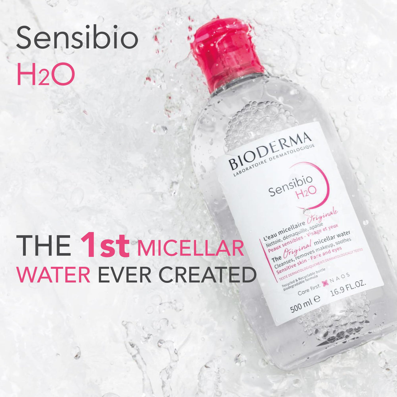 Bioderma Sensibio H2O Daily Soothing Cleanser, Make up Pollution & Impurities Remover Face Eyes Sensitive skin, 250ml