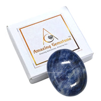 Sodalite Palm Stone - Hot Massage Worry Stone for Natural Body Chakra Balancing, Reiki Healing and Crystal Grid Sodalite