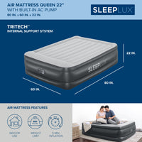 SleepLux Durable Inflatable Air Mattress with Built-in Pump, Pillow and USB Charger King 22