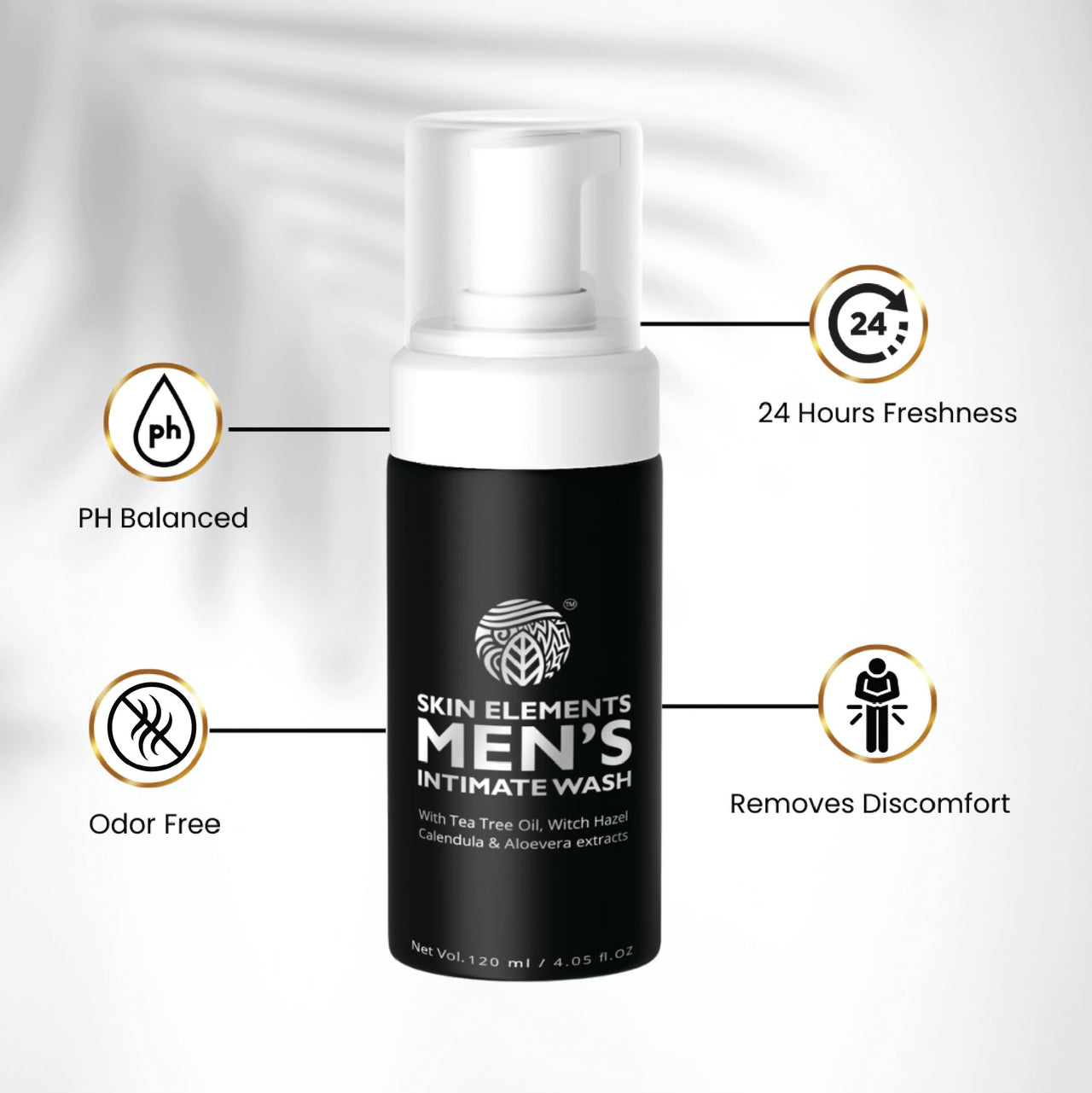 Skin Elements Men's Intimate Wash JUMBO Pack | with Refill | For 180 Days | 420 ml | pH Balanced Hygiene Foaming Wash | Prevents Bad Odor and Irritation| with Tea Tree Oil | Super Saver Pack |