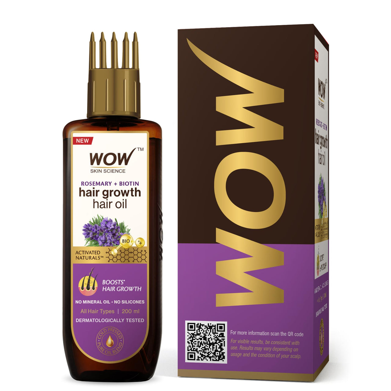 WOW Skin Science Rosemary with Biotin Hair Growth Oil | Stimulates New Hair Growth | Controls Hair Fall & Reduces Hair Breakage | Gives Healthy Hair