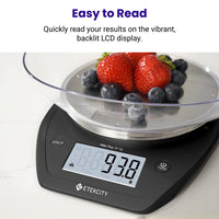 Etekcity 0.1g Food Scale, Bowl, Digital Grams and Ounces for Weight Loss, Dieting, Baking, Cooking, and Meal Prep, 11lb/5kg, Stainless Steel Black