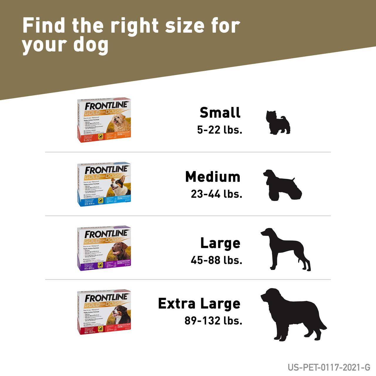 Frontline Gold Flea & Tick Treatment for Large Dogs Up to 45 to 88 lbs., Pack of 6 6 Count