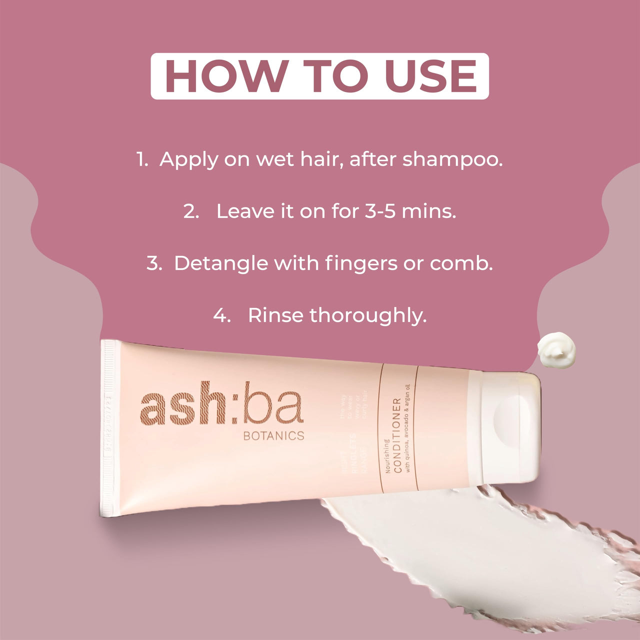 Ashba Botanics Nourishing Conditioner For Curly&Frizzy Hair|Deep Conditioning&Hydration For Wavy&Dry Hair|With Shea Butter,Argan&Green Tea|Natural-Silicone&Paraben Free-50 Ml,(1 count)