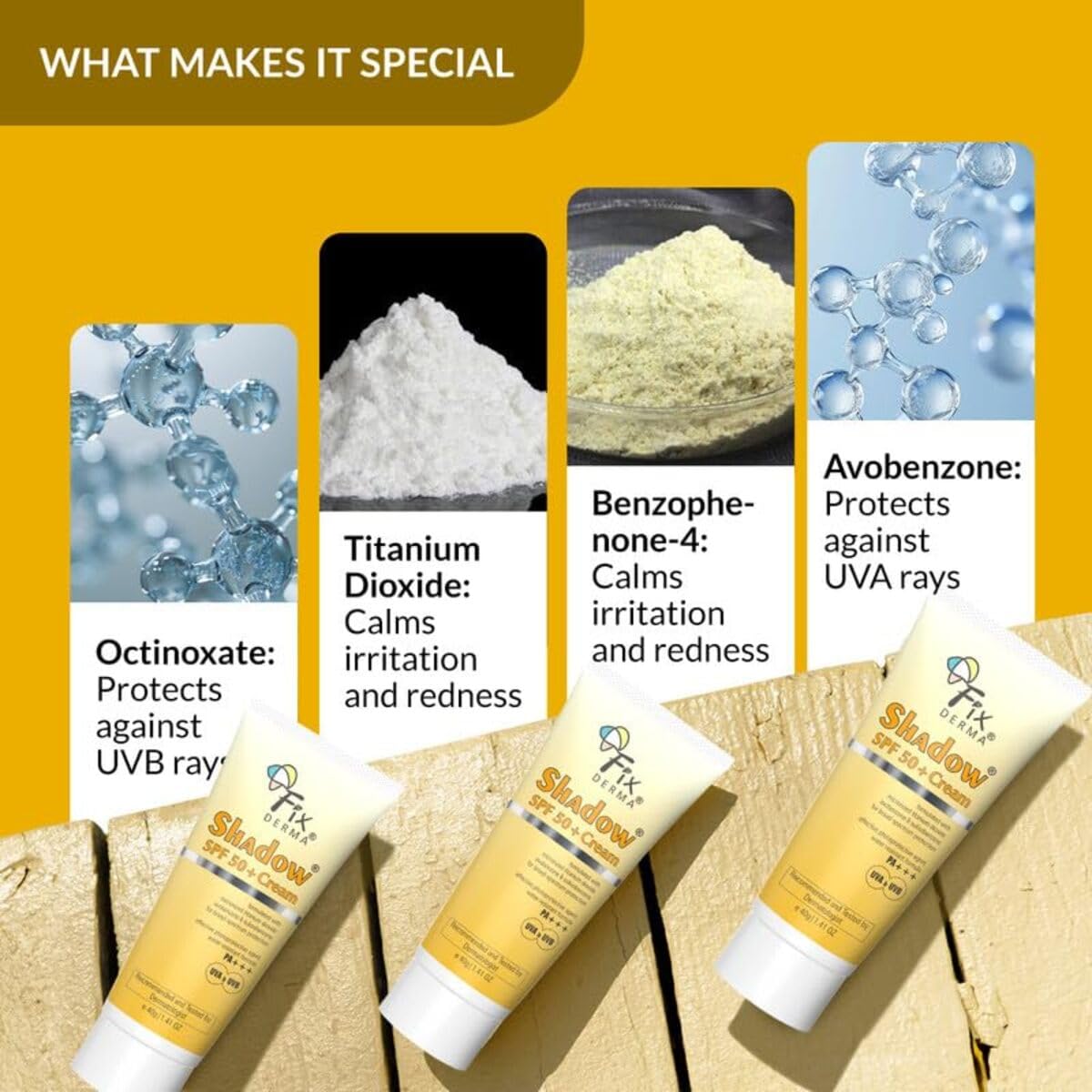 Fixderma Shadow Sunscreen SPF 50+ Cream PA+++ Dry Skin For Body & Face Broad Spectrum Sunscreen For UVA & UVB Protection Non Greasy & Water Resistant-75gm (Pack Of 1)