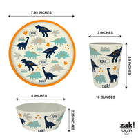 Zak Designs Kids Dinnerware Set 3 Pieces, Durable and Sustainable Melamine Bamboo Plate, Bowl, and Tumbler are Perfect For Dinner Time With Family (Zaksaurus) 8
