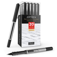 ARTEZA Rollerball Pens, Pack of 20, Fine Point, 0.5mm Black Liquid Ink Pens for Bullet Journaling, Office Supplies for Writing, Taking Notes, School 20 Pack - 0.5 mm