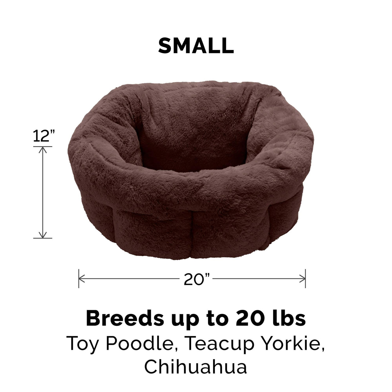 Furhaven 20" Round Self-Warming Pet Bed for Indoor Cats & Small Dogs, 100% Washable, For Pets Up to 20 lbs - Hi Lo Plush Luxe Faux Fur Cuddler - Sable Brown, Small Hi Lo Cuddler - Faux Fur (Sable Brown) 20.0"L x 20.0"W x 12.0"Th Self-Warming Cuddler