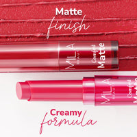 Mila Beauté Creamy Comfort Matte Long-Lasting Lipstick for Women | Highly Pigmented & Hydrating Lipstick with Jojoba | Single Swipe Application | Suitable for Indian Skin Tones - CHOCO BROWNIE