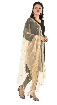 YOUTHQUAKE Heavy Embellished Plastic Mirror Net Dupatta for Womens & Girls