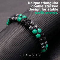 GENASTO Malachite Crystal Black Obsidian Bracelet Hematite Beads Bracelet Genuine Green Healing Crystal Stone Jewelry for Men Women