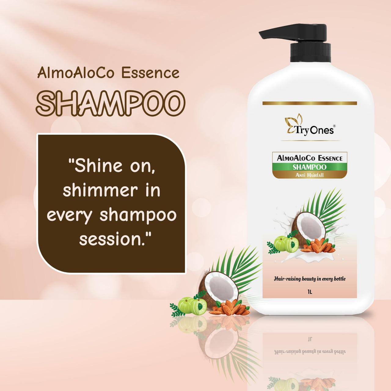 TryOnes Naturals Anti-Hairfall Shampoo | For Hairfall Control | With Coconut Milk, Badam and Amla |Gentle & Soft Shampoo For Men & Women |1000ml