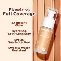 Mamaearth Hydra-Glow Full Coverage Dewy Finish Liquid Foundation With Vitamin C & Turmeric- 30 Ml|Full Coverage|Gives 3X Instant Glow|12-Hour Long Stay & Hydration|Spf 35|Non-Drying (02 Crème Glow)