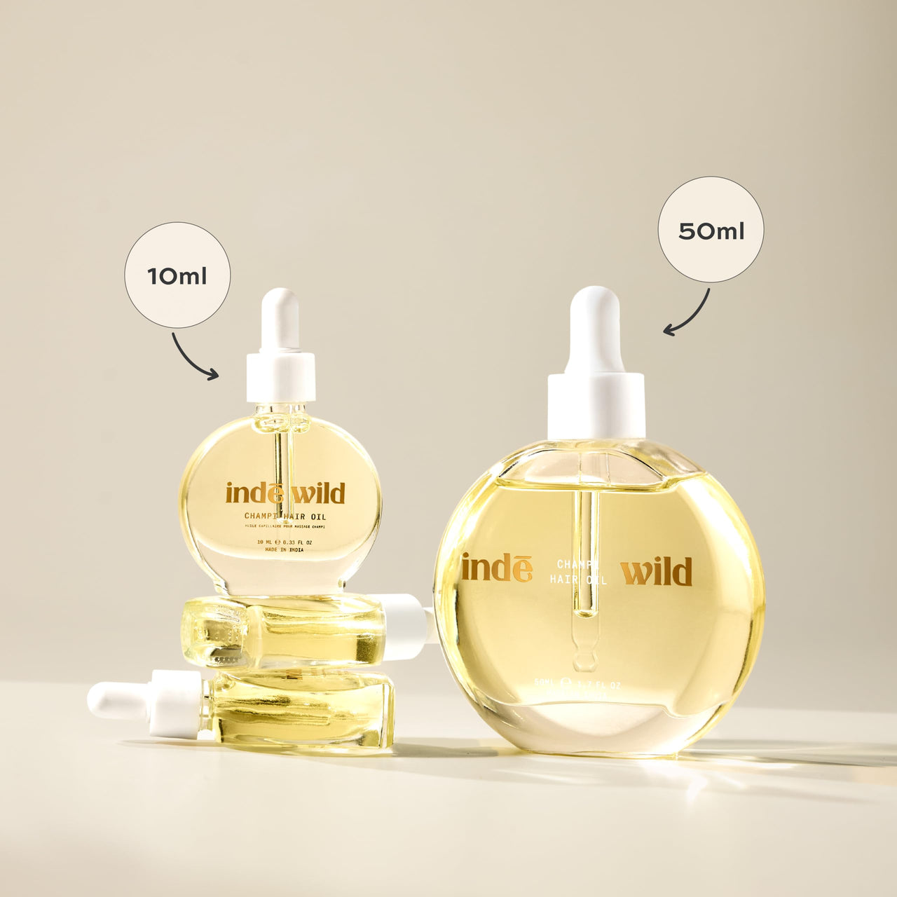 indē wild Champi Hair Oil (10 ml) with Rosemary Oil, Brahmi, Amla, and Bhringraj | Ayurvedic Hair Growth Oil for Dandruff, Hairfall, & Thicker, Fuller Hair | 16+ Ayurvedic Actives | Calming Fragrance