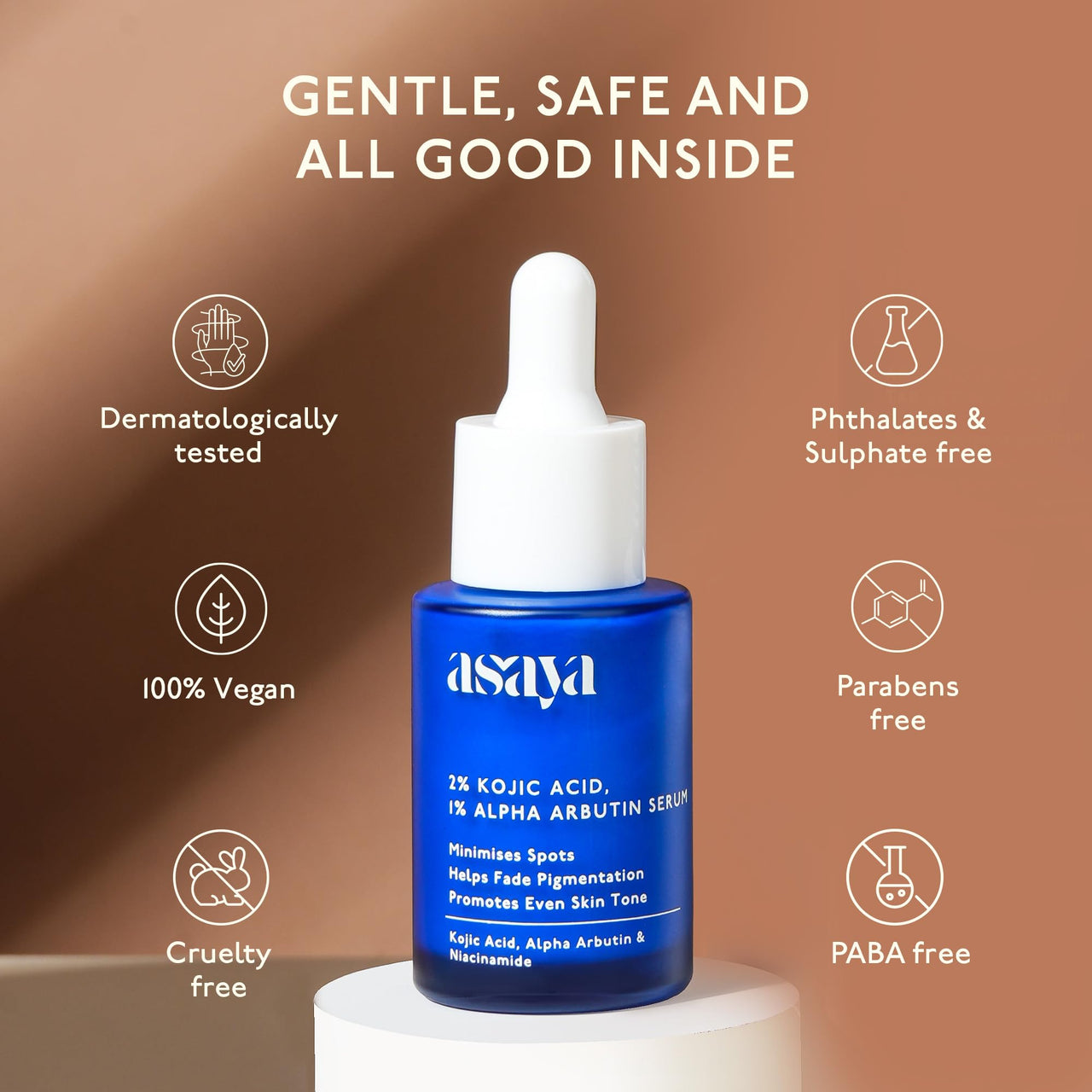 Asaya 2% Kojic Acid Serum | 1% Alpha Arbutin & Niacinamide for Hyperpigmentation | Reduces Dark Spots, Scars & Marks | Made with Dermatologists | Non-irritating | Uneven Skin Tone | Anti-pigmentation Face Serum For Men & Women | Oily, Dry & Sensitive Skin