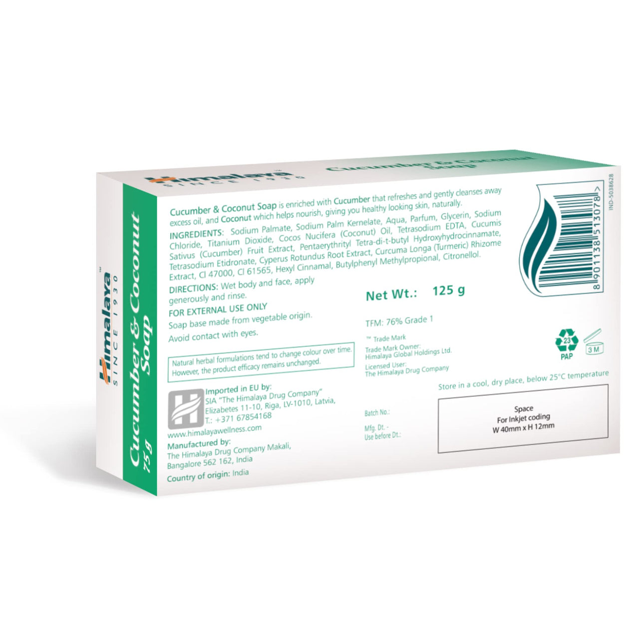 Himalaya Herbals Refreshing Cucumber Soap & Coconut Soap, 75gm