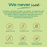 Tikitoro Kids Conditioning Shampoo for 4-10 years | pH 5.5 & Allergen-Free | Moringa, Rice Protein, Sacred Lotus Extract | No Parabens or Sulfates | 100% Vegan (300ml x 1)