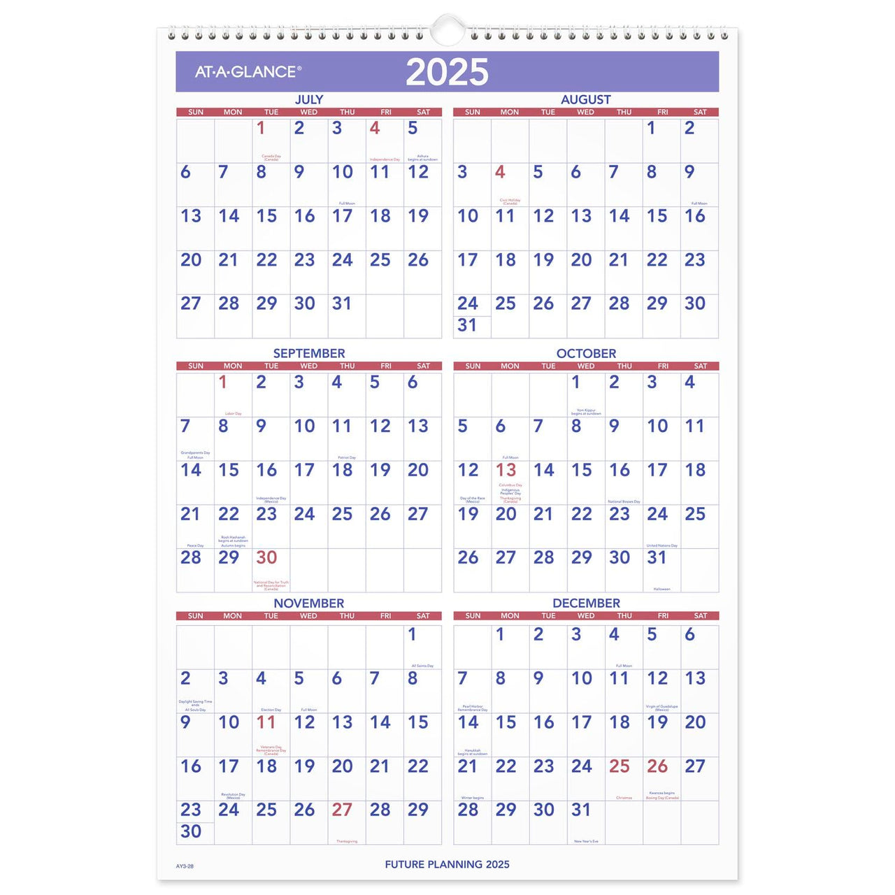 AT-A-GLANCE Wall Calendar 2024-2025 Academic, Monthly, 15-1/2" x 22-3/4", Large, Ruled Daily Blocks (AY328) 2024-2025 New Edition