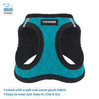 Voyager Step-in Plush Dog Harness  Soft Plush, Step in Vest Harness and Reflective Dog 5 ft Leash Combo with Neoprene Handle for Small and Medium Dogs by Best Pet Supplies -Set (Turquoise Plush), M