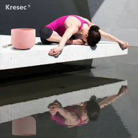 Kresec Pink 8 Inch Crystal Singing Bowl F Note (¡À40 cents) Heart Chakra with O-ring and Mallet for Meditation, Yoga, Spiritual and Body Healing and Energy Cleansing Pink F Note