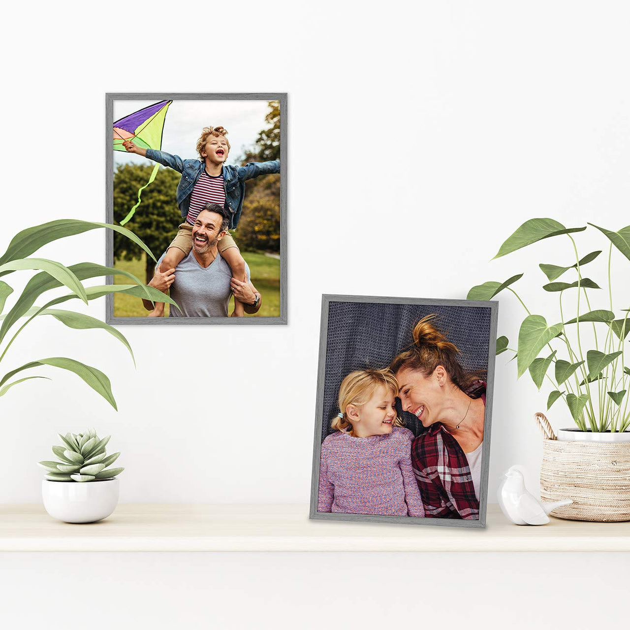 Americanflat 8.5x11 Picture Frame in Grey - Thin Border Photo Frame with Shatter-Resistant Glass, Hanging Hardware, and Built-in Easel for Horizontal or Vertical Display Formats for Wall or Tabletop