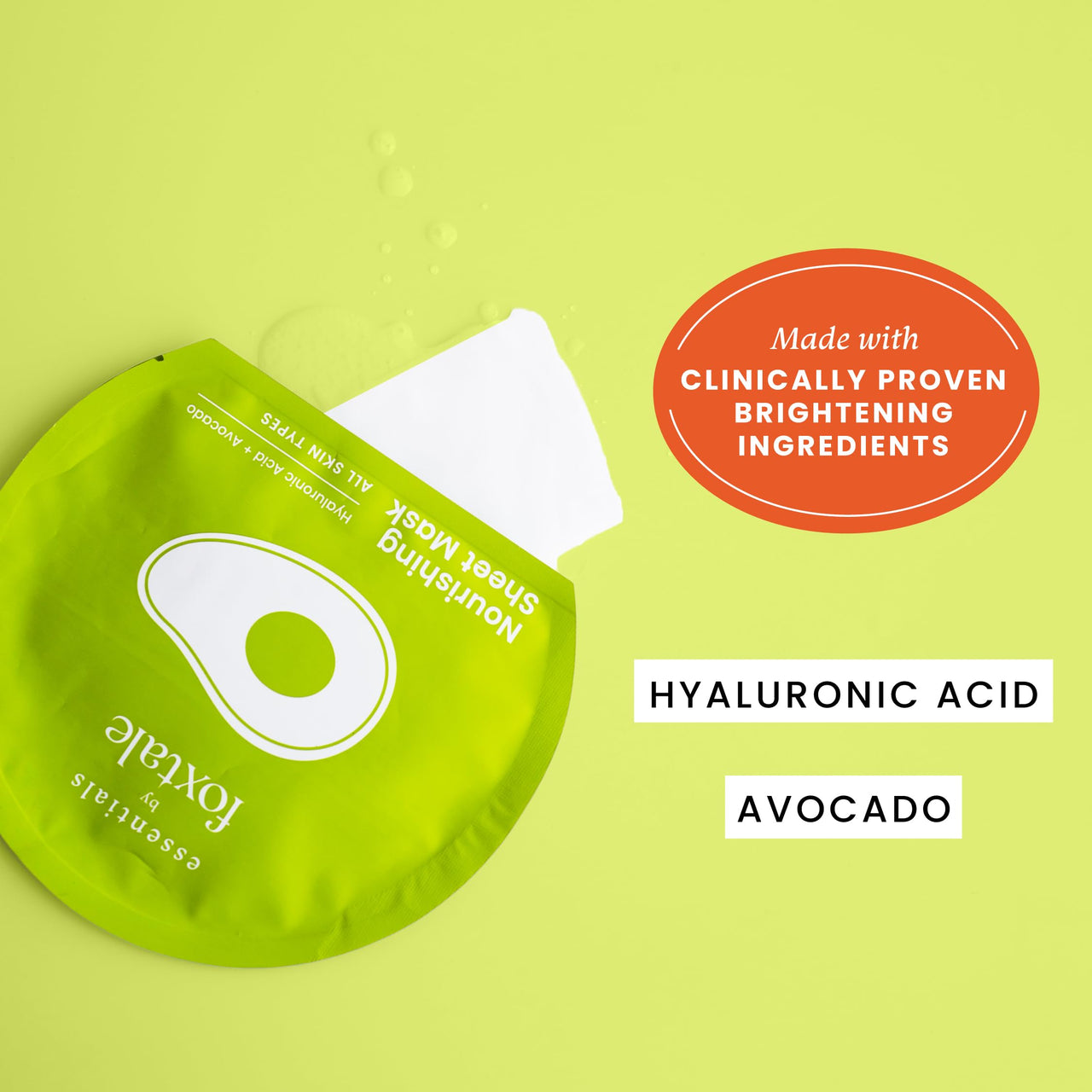 Foxtale Nourishing Sheet Mask with Hyaluronic Acid and Avocado for Nourishing & Hydration, Men & Women, 26g