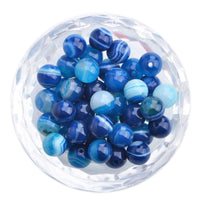 100Pcs Natural Crystal Beads Stone Gemstone Round Loose Energy Healing Beads with Free Crystal Stretch Cord for Jewelry Making (Blue Agate, 6MM) Blue Agate