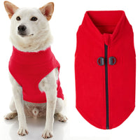 Gooby Zip Up Fleece Dog Sweater - Red, X-Large - Warm Pullover Fleece Step-in Dog Jacket with Dual D Ring Leash - Winter Small Dog Sweater - Dog Clothes for Small Dogs Boy and Medium Dogs X-Large chest (~22.5