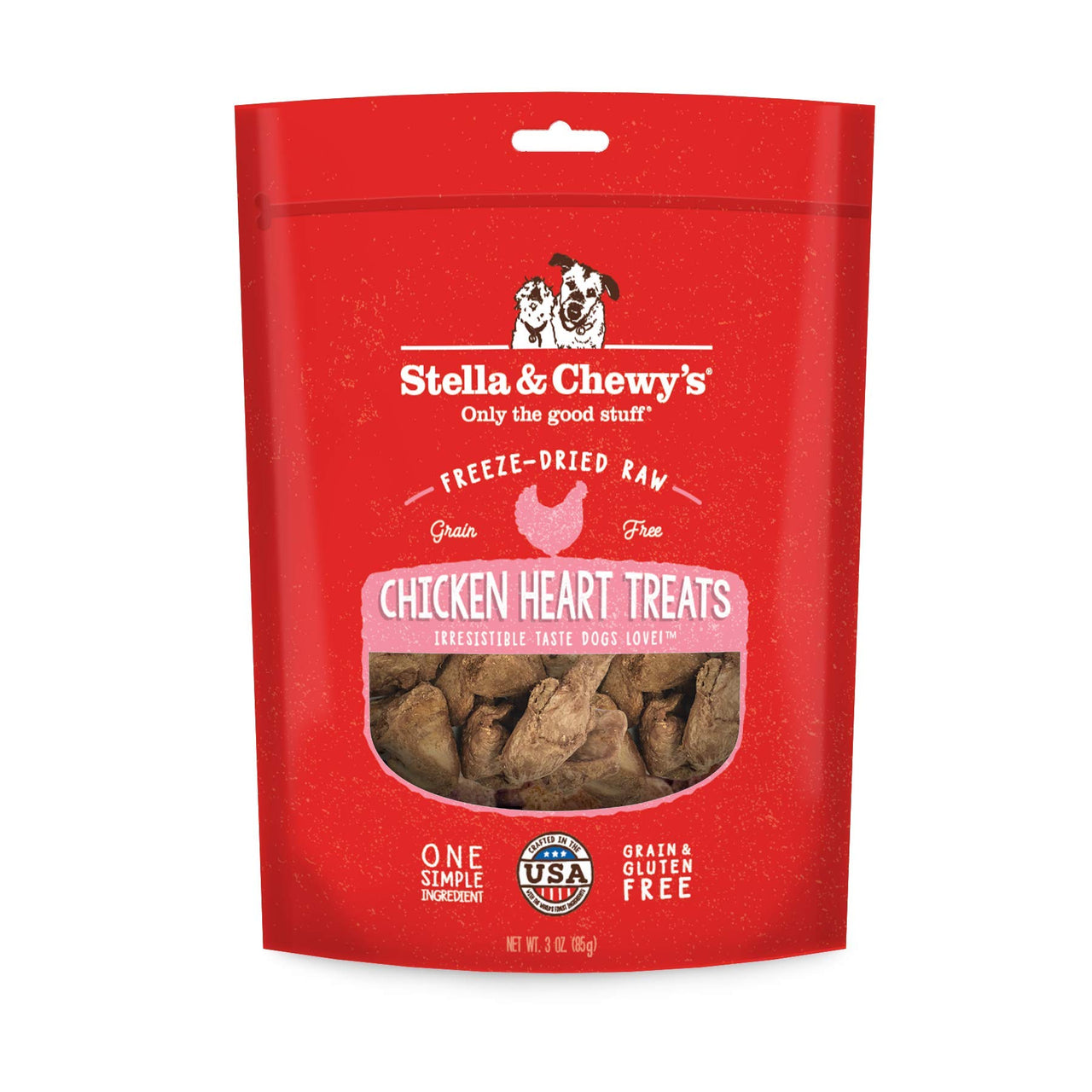 Stella & Chewy's  Freeze-Dried Raw Single Ingredient Chicken Hearts Dog Treats, 3 oz. Bag 3 Ounce (Pack of 1)