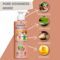 HealthBest Kidbest Body Lotion for Kids | Anti-Bacterial | Normal Skin, Sensitive Skin & Dry Skin | Tear, Paraben, SLS free | Watermelon Flavor | 500ml