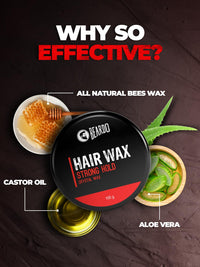 Beardo Stronghold Hair Wax For Men, 100 gm | Crystal Hair Wax with Aloe Vera & Castor Oil | Hair Wax Men | Hair Styling Wax for Glossy Finish & Shine | Strong Hold Hair Wax