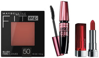 Maybelline Insta Weddings Carefree Cocktail Makeup Kit, Hypercurl Waterproof Mascara, Fit Me Blush, Color Sensational Creamy Matte Lipstick - Rich Ruby, Pack Of 1