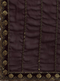 Sunderani Women's  Designer Black Georgette Embroidered Fashion Designing Saree for Women (Sund KK BLACK)