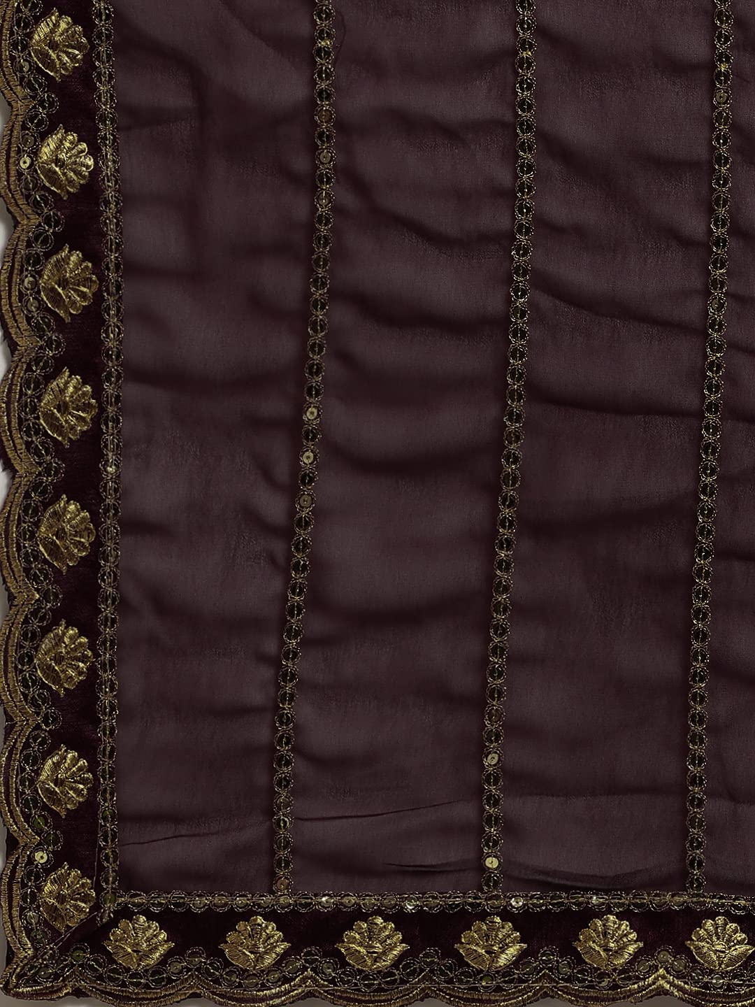 Sunderani Women's  Designer Black Georgette Embroidered Fashion Designing Saree for Women (Sund KK BLACK)