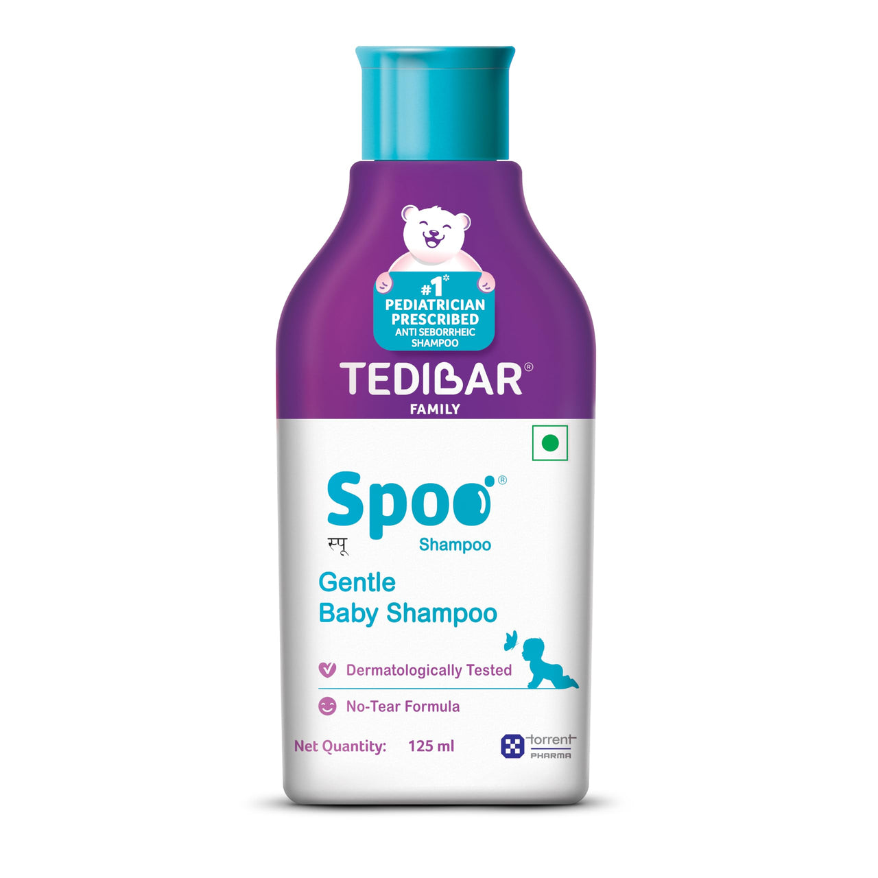 Spoo No-Tear Formula baby shampoo from Tedibar Family | Gentle on Scalp | No. 1 Pediatrician Prescribed * 125ml - By Torrent Pharma